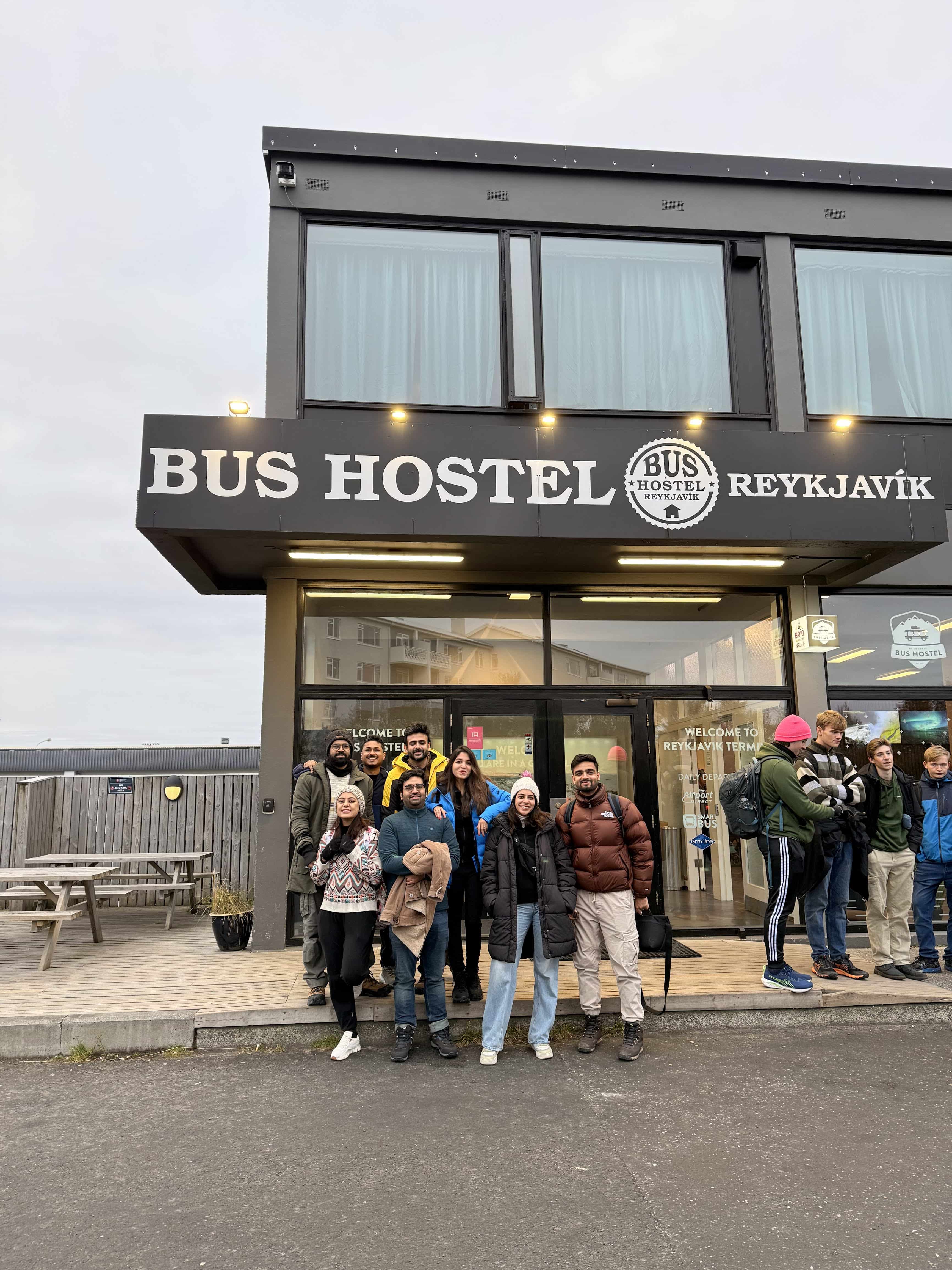 Friends group at BUS Hostel Reykjavik Iceland